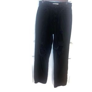PacSun Womens Black 90s Ripped Boyfriend High Rise Ankle Denim Jeans Sz 25
